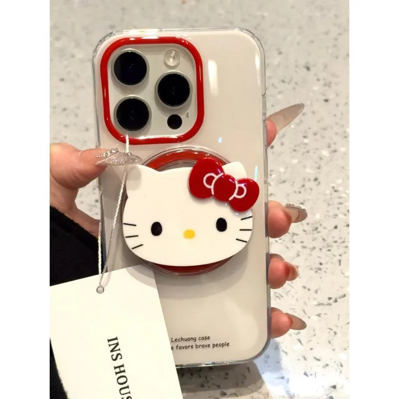 The Phone Case With The Cute Hello Kitty Magnetic Stand is Suitable For iPhone