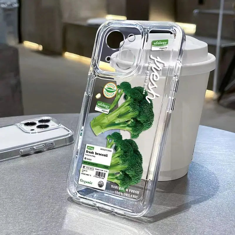 Vegetable Lable Cover Soft Transparent Phone Case