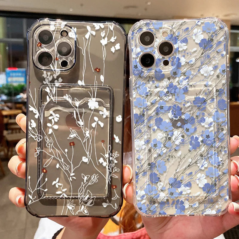 Cute Flower Wallet Card Bag Phone Case