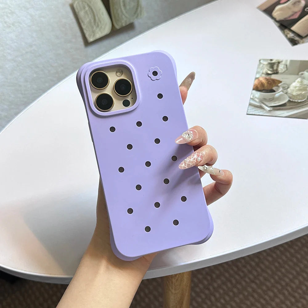 Fashion Diy Charms Holes Phone Case For iPhone
