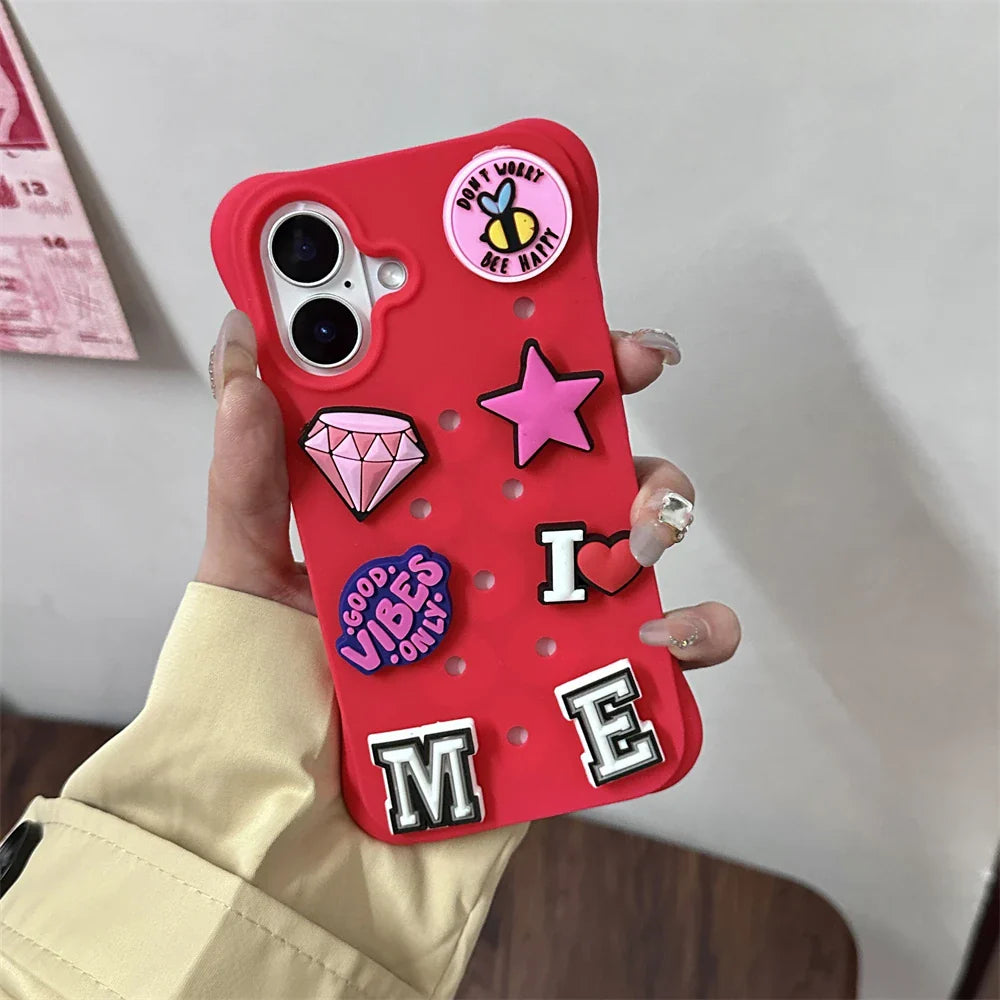 Crocs Charms Cute DIY Holes Silicone Soft Phone Case