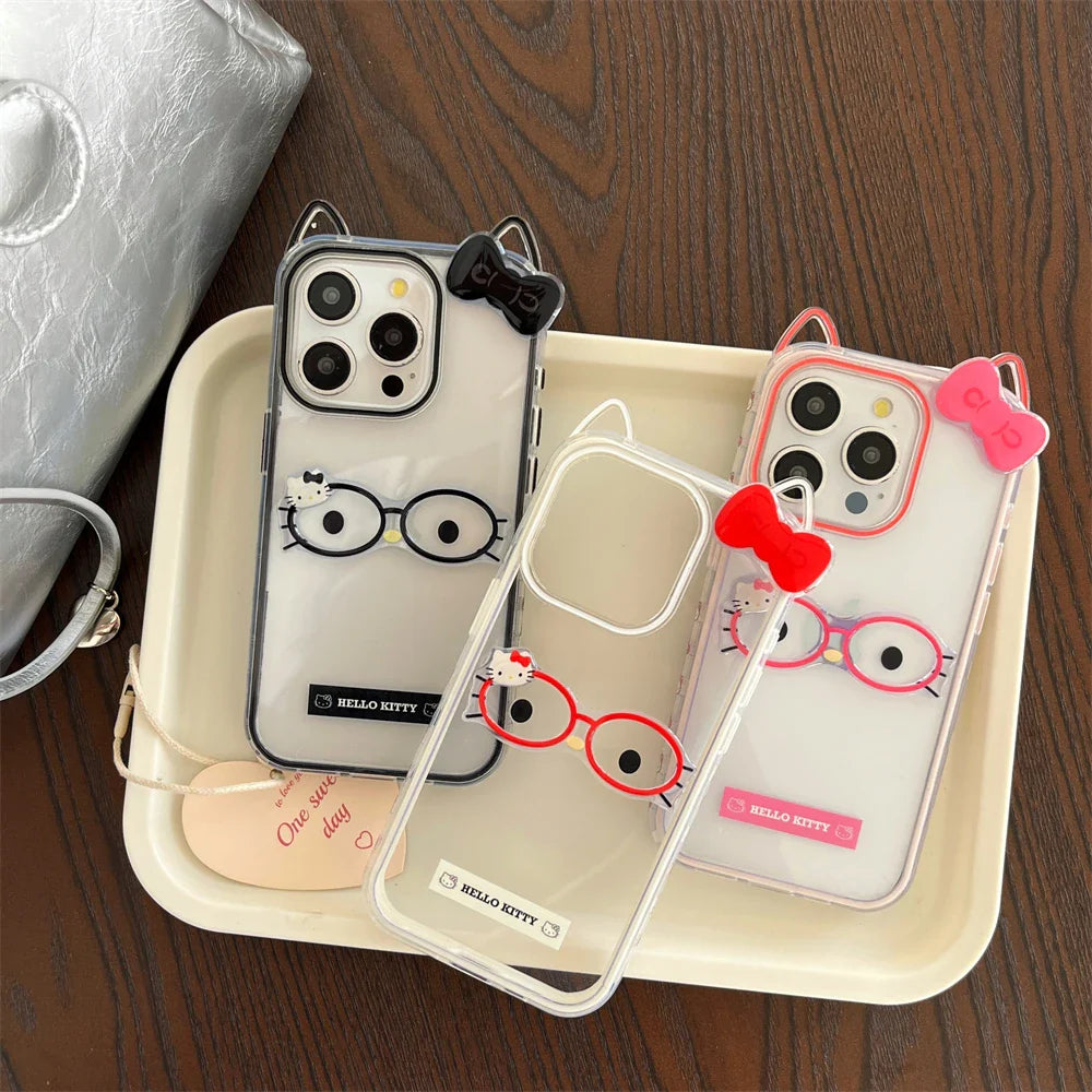 Cute Ears Glasses Hello Kitty Phone Case