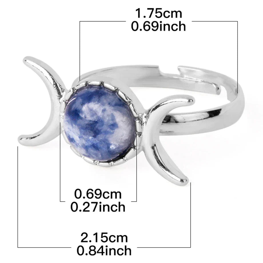 Crystal Triple Moon Rings