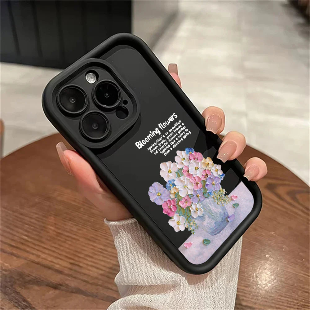 Luxury Soft Flowers Leather Phone Case