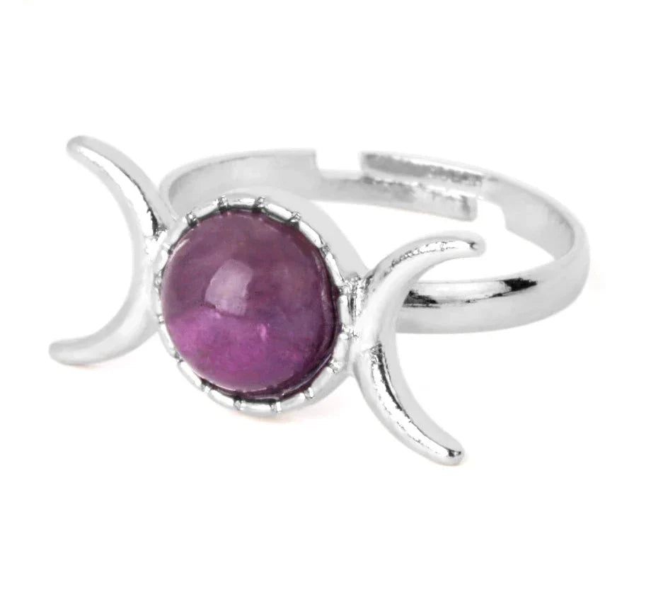 Crystal Triple Moon Rings