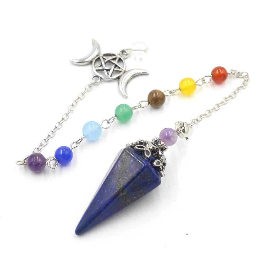 Triple Moon Pentacle Chakra Pendulums