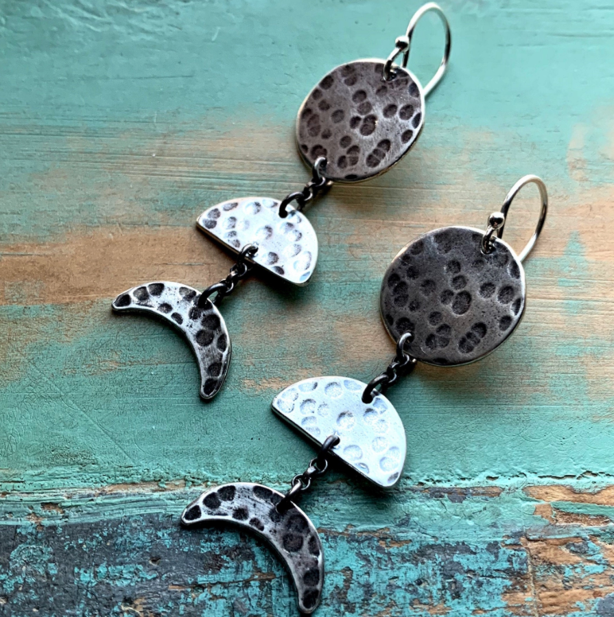 Silver Moon Phase Earrings