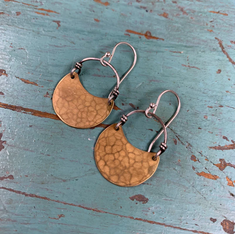 Brass Crescent Earrings