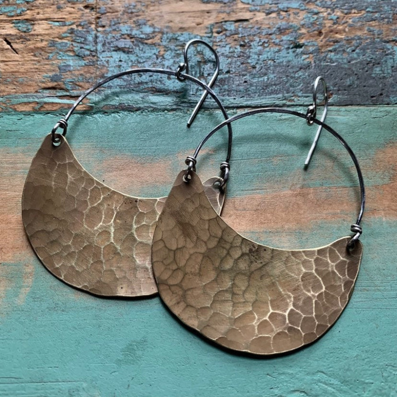 Brass Crescent Earrings