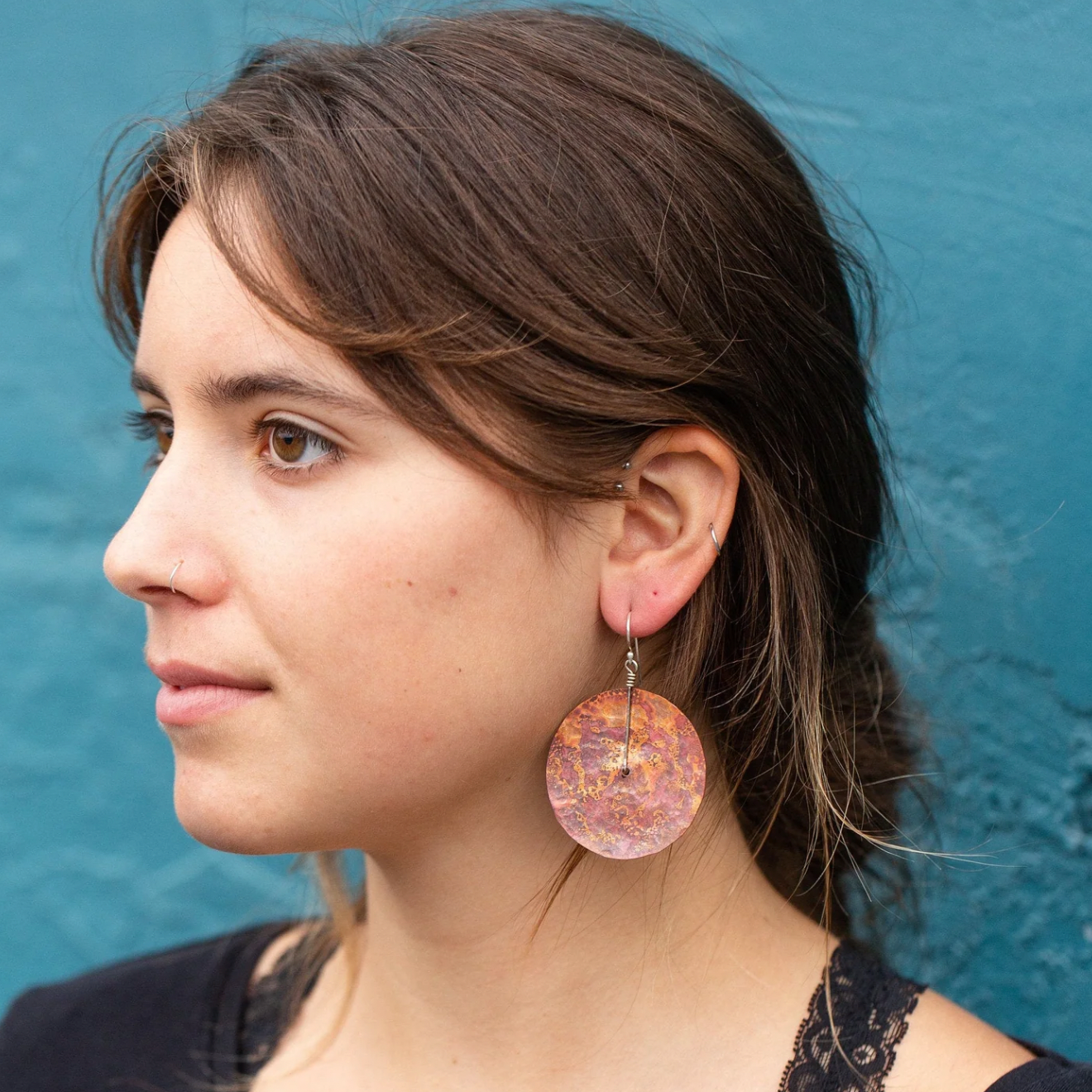 Copper Disc Earrings