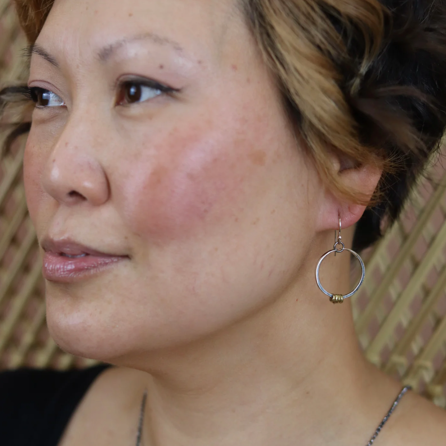 Silver Hoop Earrings with Heishi