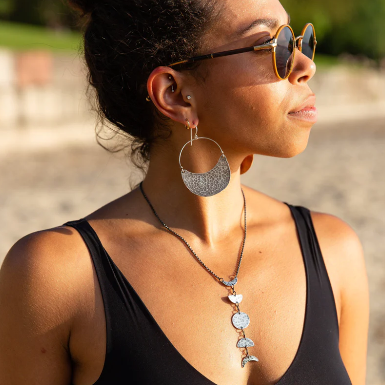 Silver Crescent Earrings
