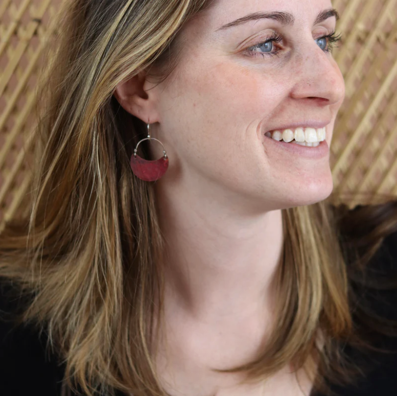 Copper Crescent Earrings