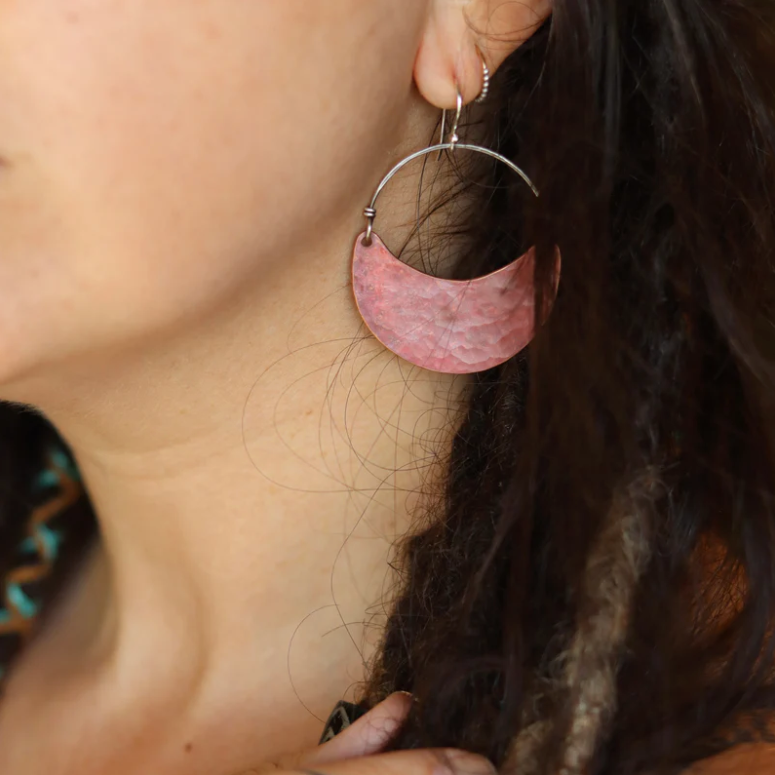 Copper Crescent Earrings