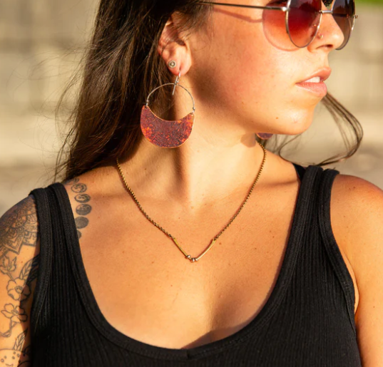 Copper Crescent Earrings