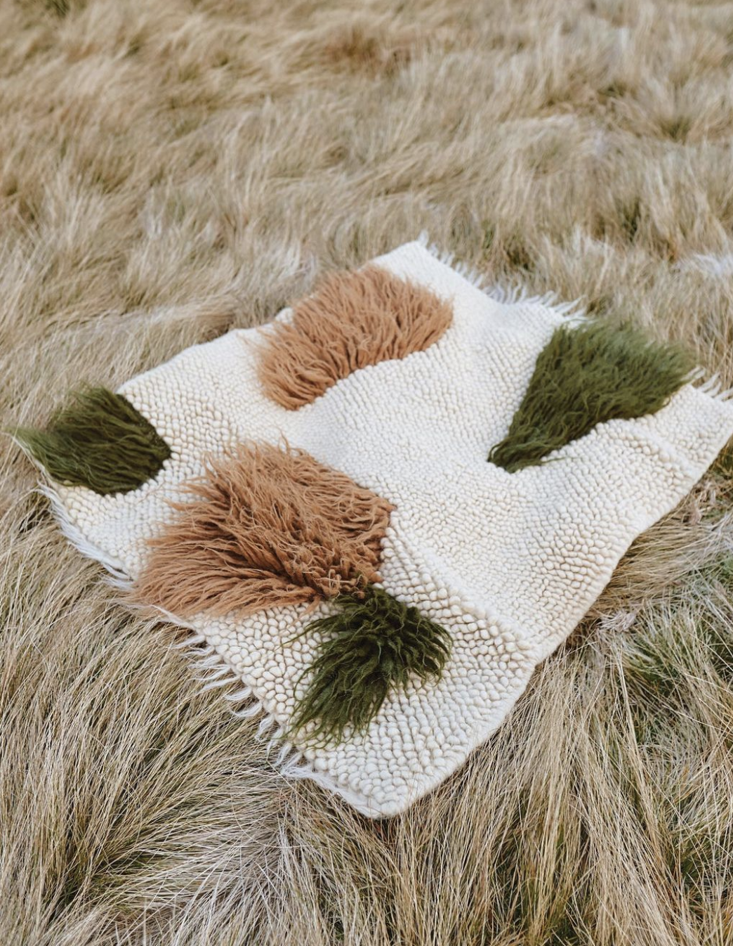 Handwoven Rug "Forest". Natural Sheep Wool