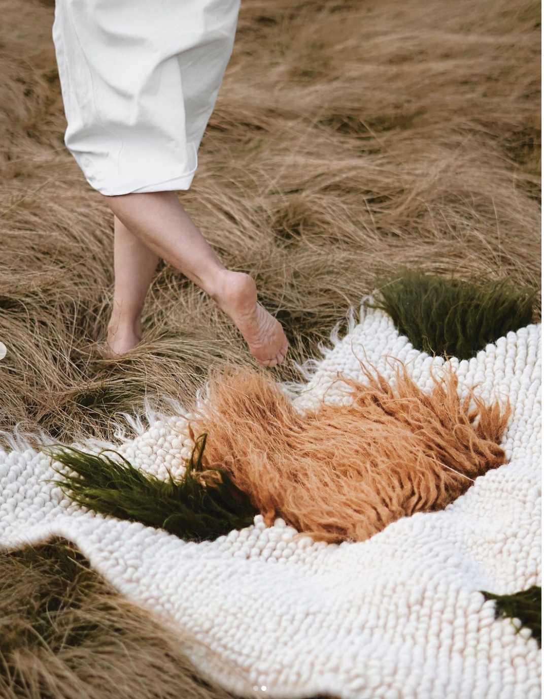 Handwoven Rug "Forest". Natural Sheep Wool