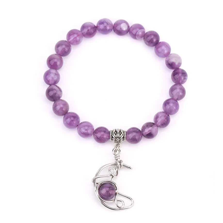 Crescent Moon Stone Bead Bracelets