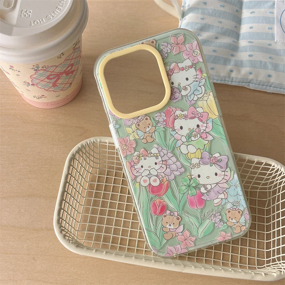 Cartoon Flowers Jelly Color Cute Hello Kitty Pattern Phone Case