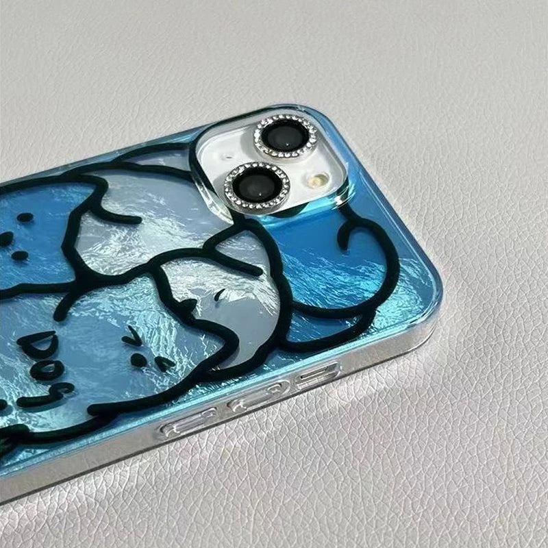 Cartoon Line Cat Dog Phone Case