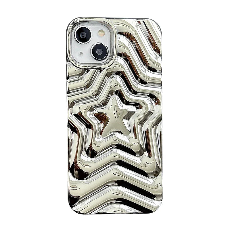 Bling Chromed Silver Gradient Five-pointed Star Phone Case