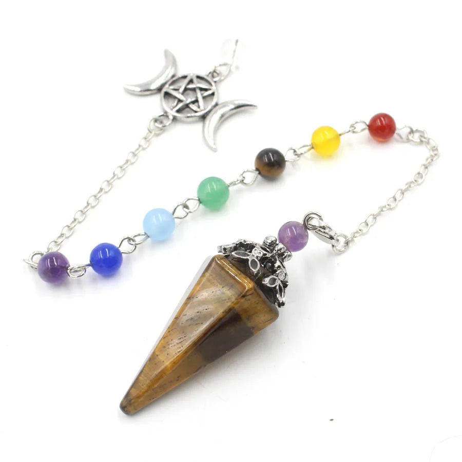 Triple Moon Pentacle Chakra Pendulums