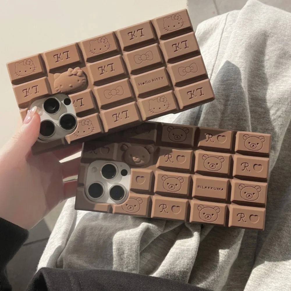 3D Cartoon Chocolate Hello Kitty Rilakkuma Soft Silicone Phone Case