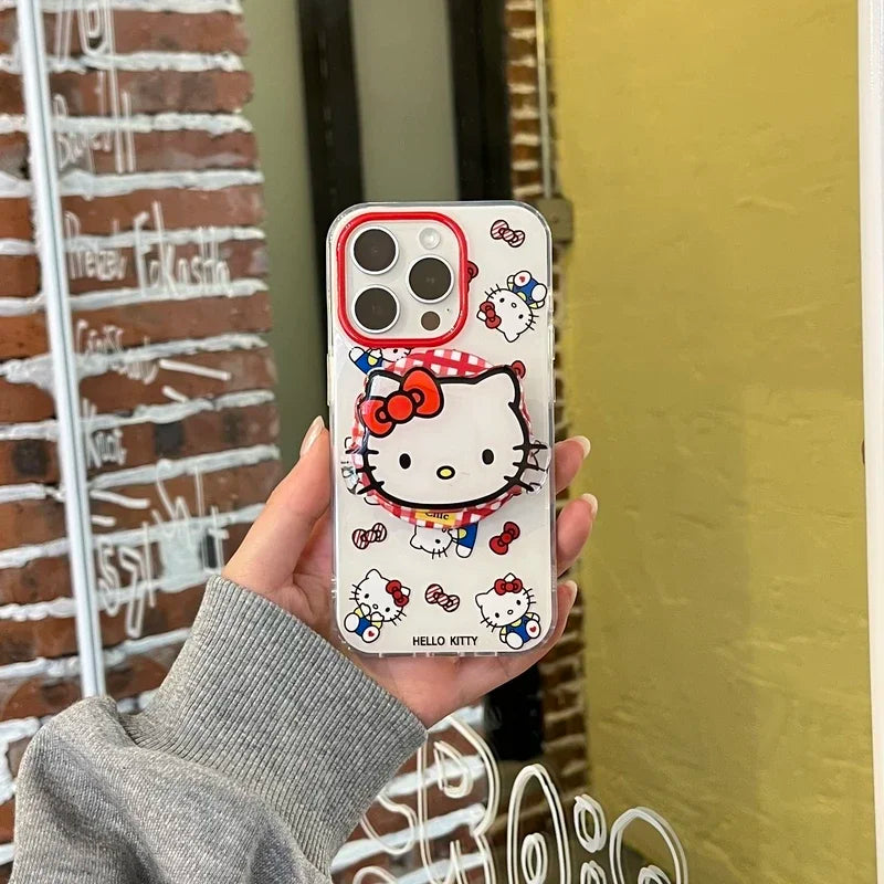 Cute Cartoon Sanrio Hello Kitty Magnetic Grip Tok Holder Magsafe Wireless Charge Phone Case