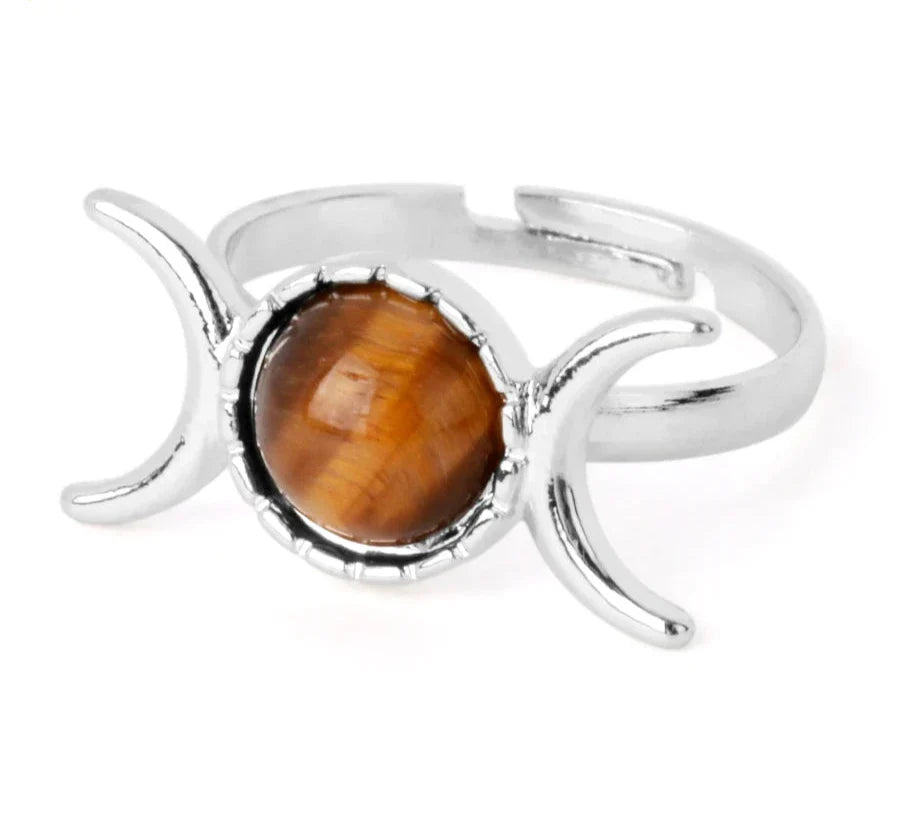 Crystal Triple Moon Rings
