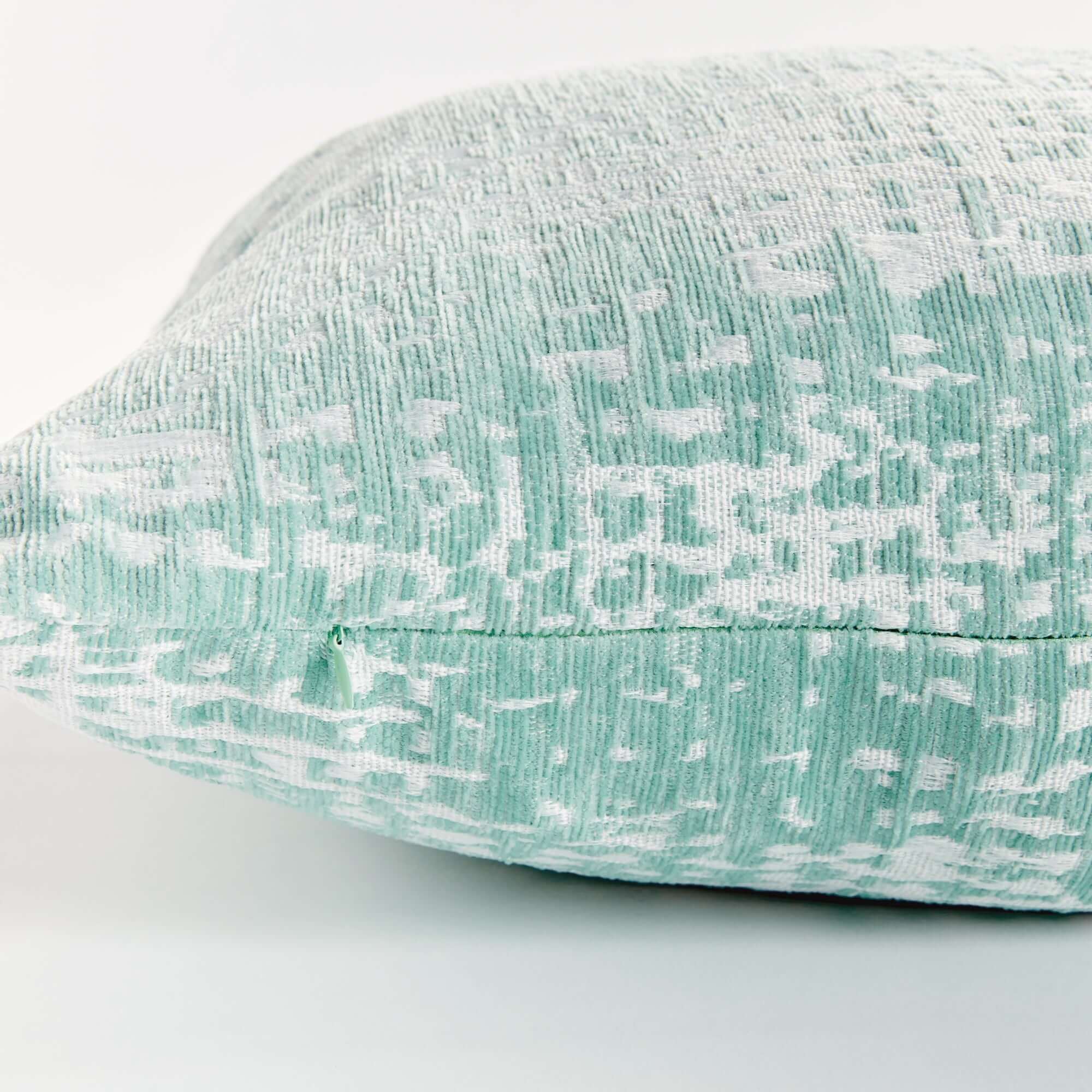 Blush and Seafoam Square Jacquard Indoor Outdoor Throw Pillows