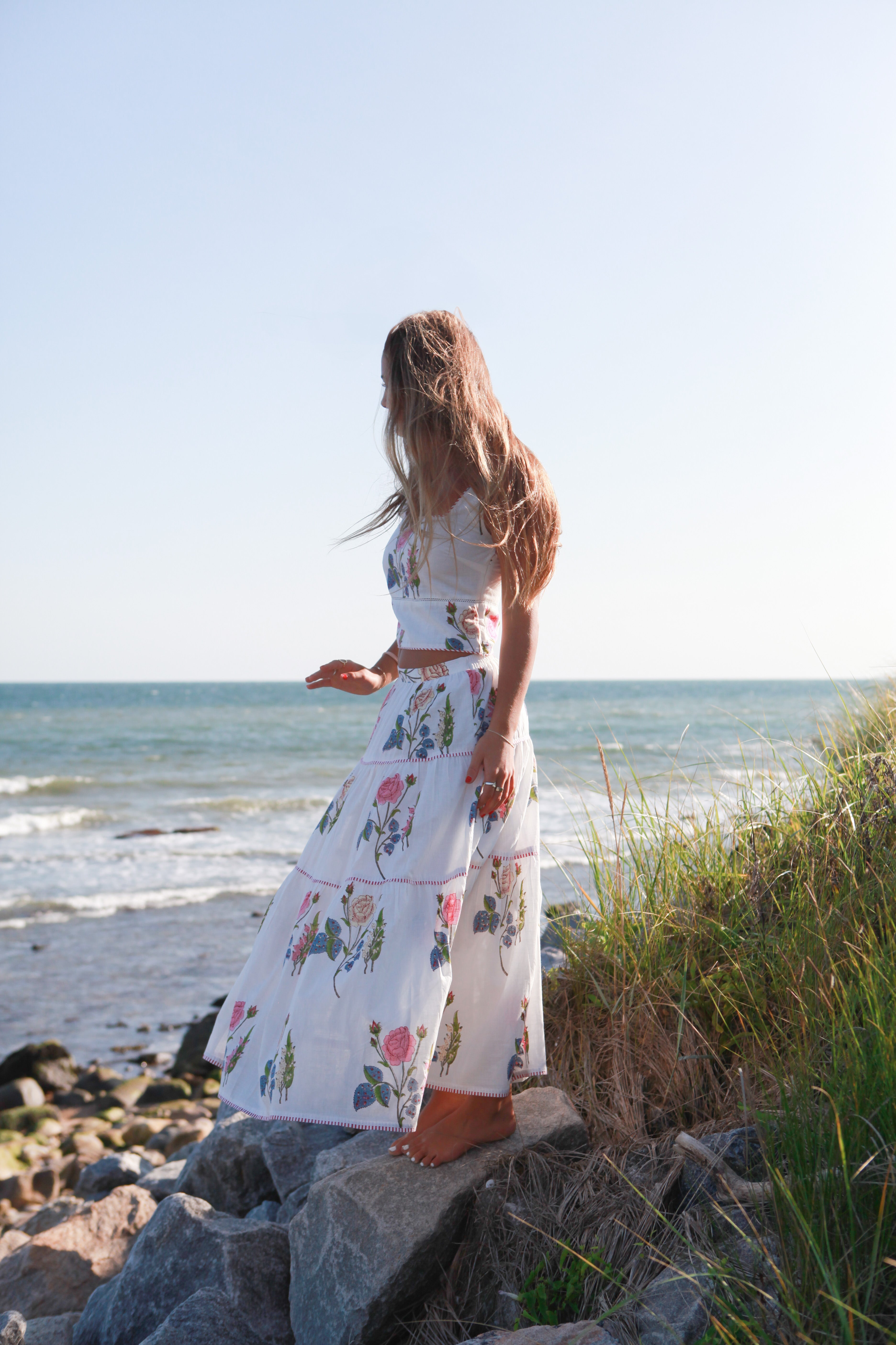 Drue Tiered Skirt in Multi Rosette