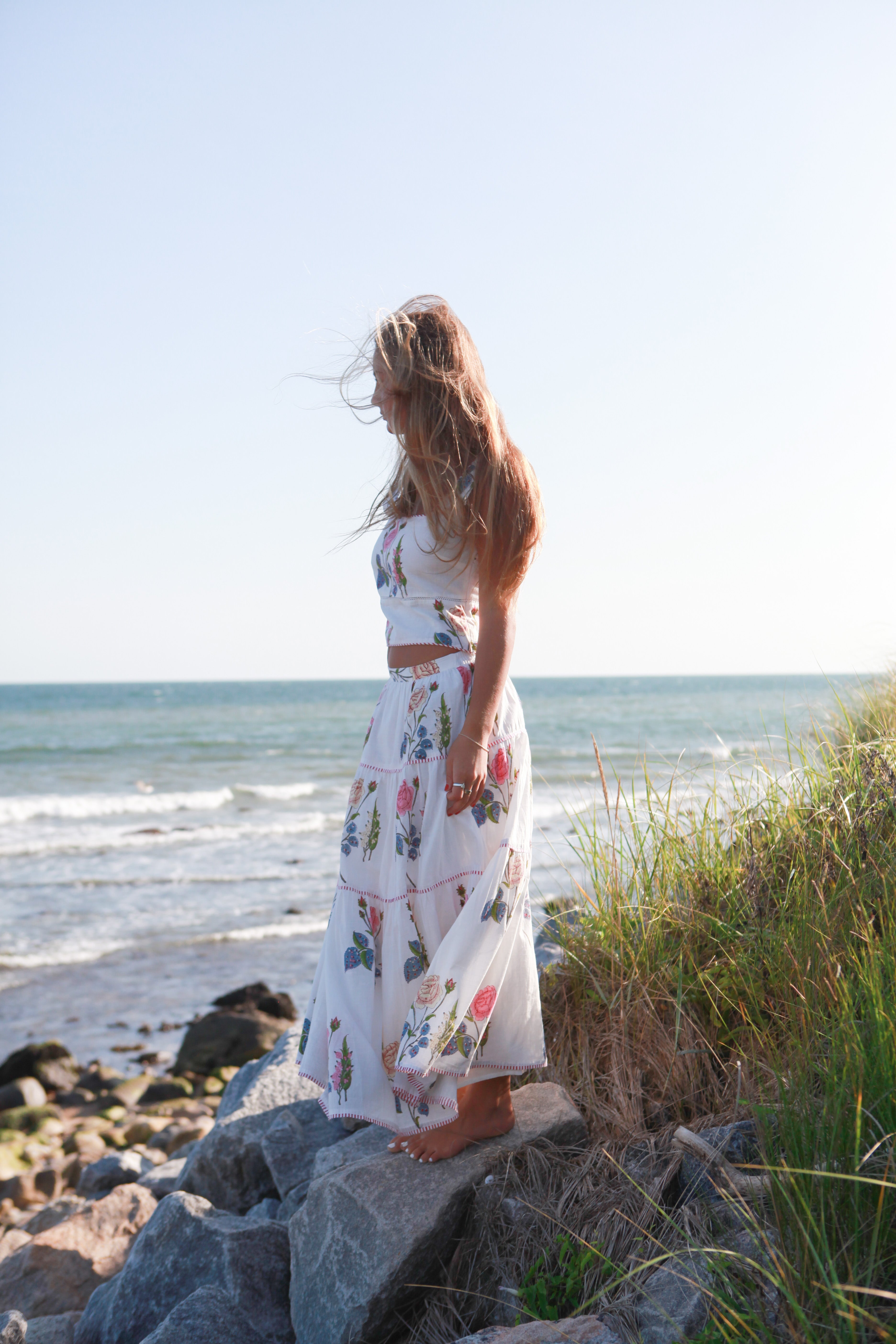 Drue Tiered Skirt in Multi Rosette