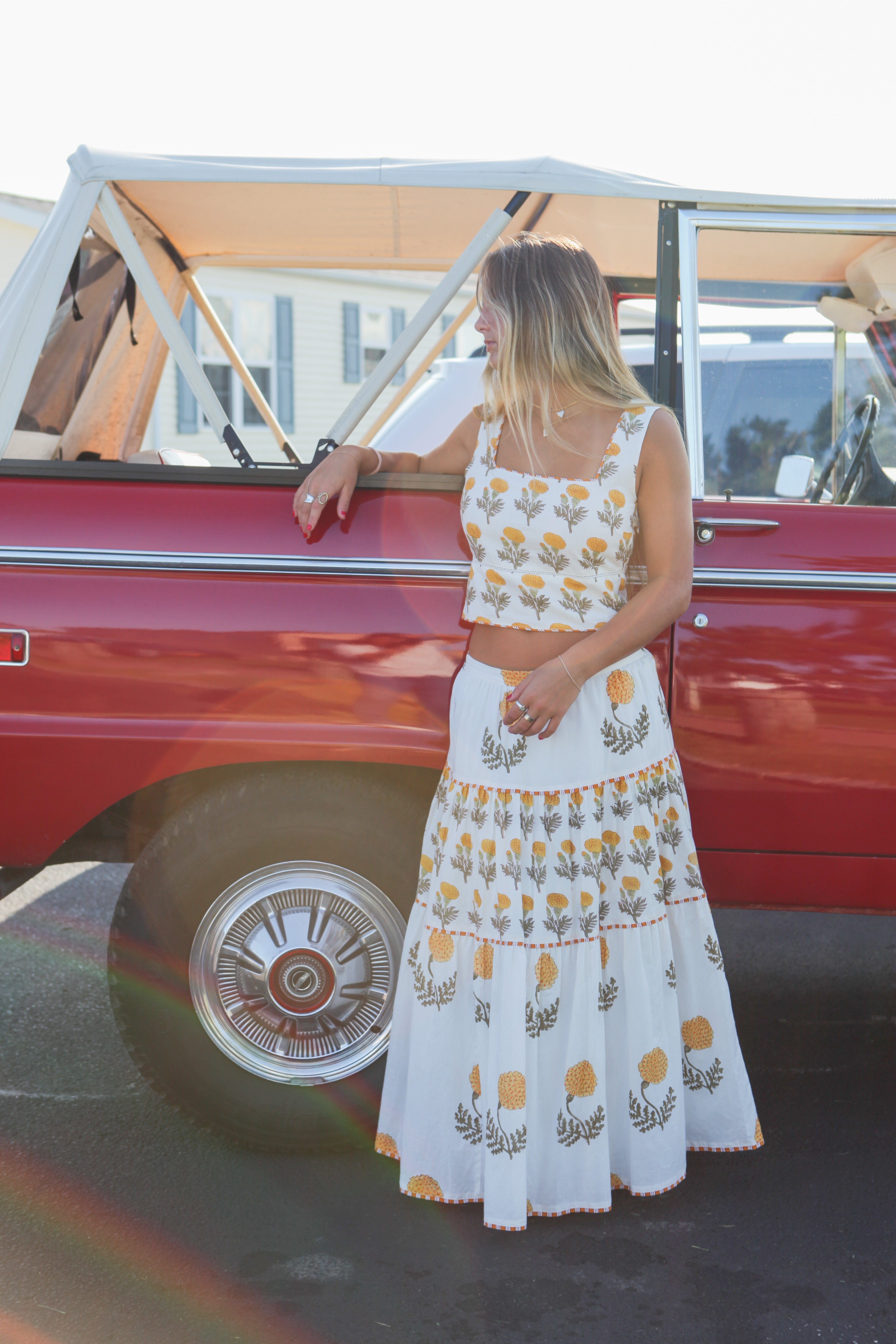 Drue Tiered Skirt in Marigold