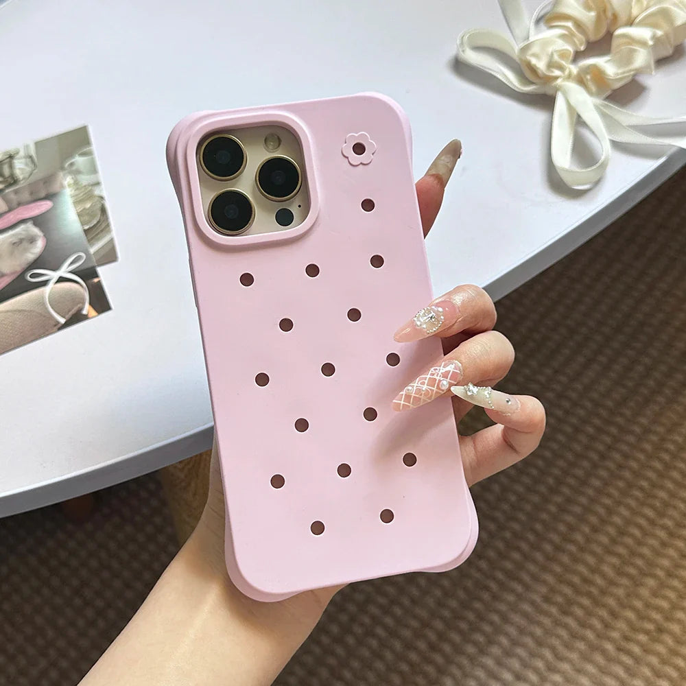 Fashion Diy Charms Holes Phone Case For iPhone