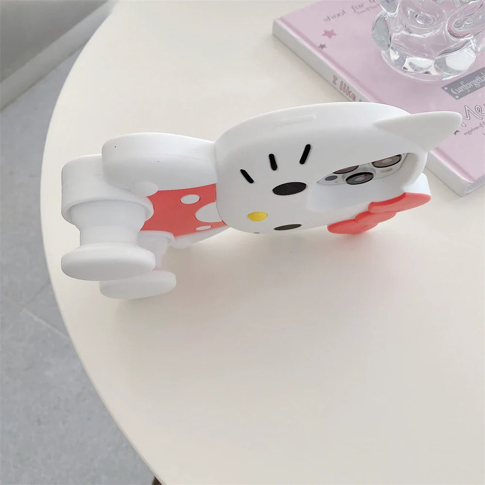 Cute Hello Kitty Liquid Silicone Phone Holder Cover Phone Case