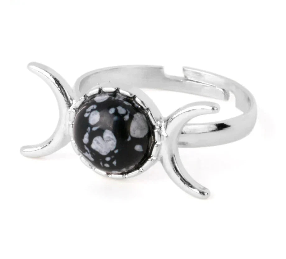Crystal Triple Moon Rings