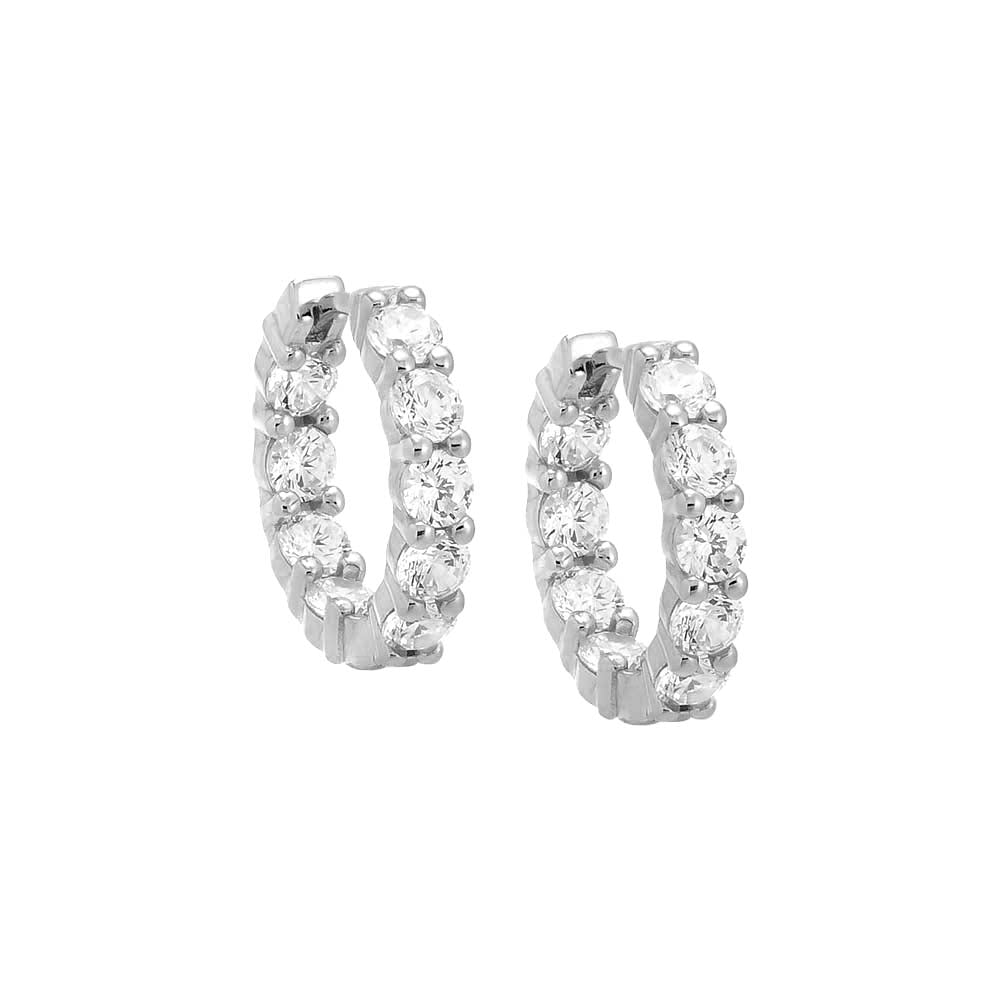 Silver Mini CZ Tennis Huggie Earring - Adina's Jewels