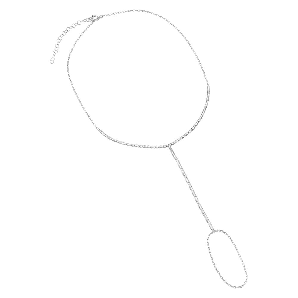 Silver Tennis Hand Chain Bracelet - Adina's Jewels