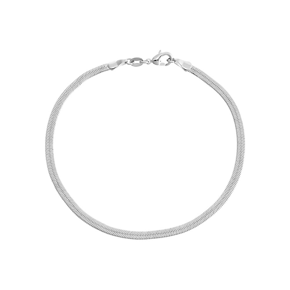 Silver Herringbone Anklet - Adina's Jewels