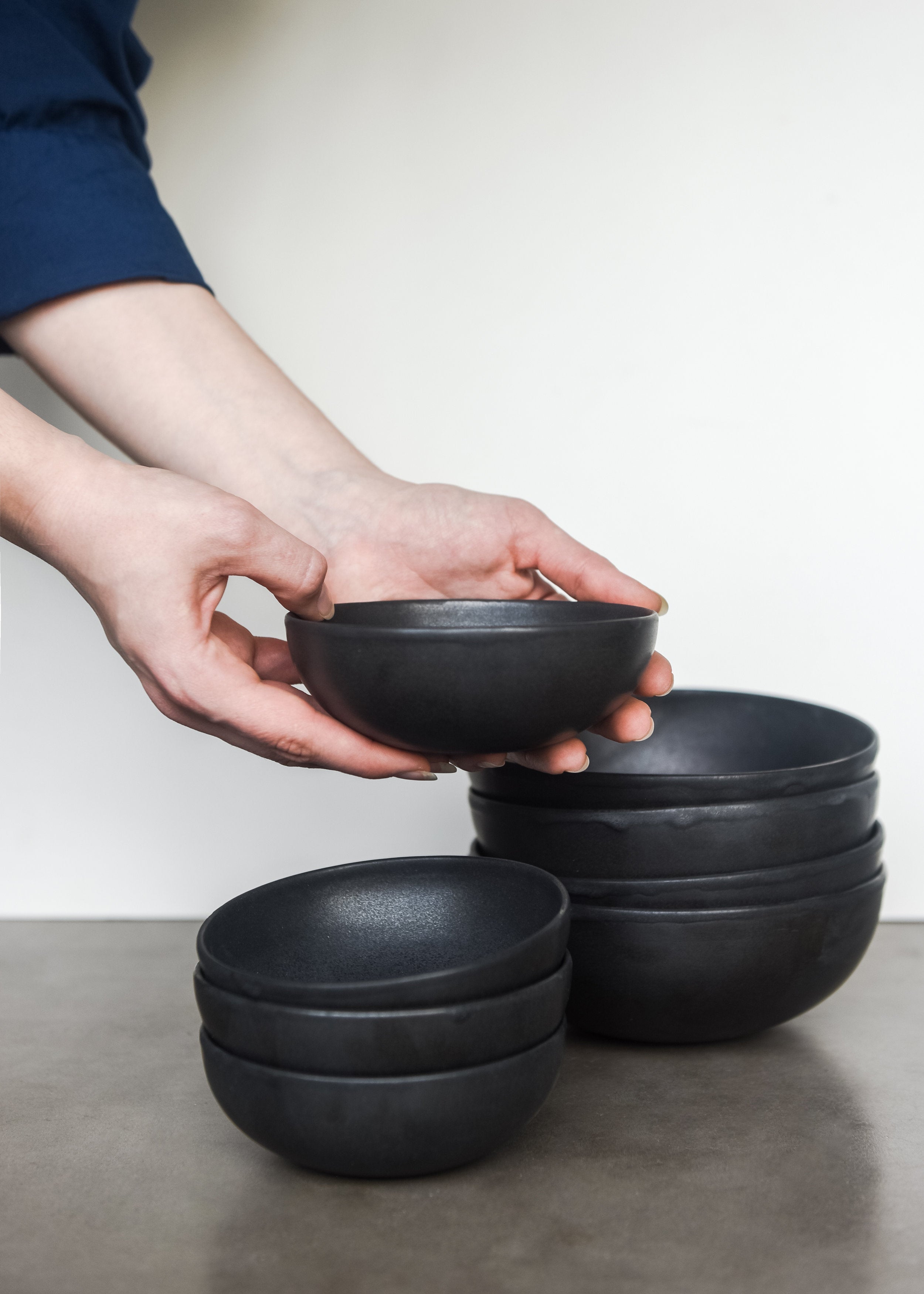 Black Mini Bowl - Handmade Stoneware Black Matte Sauce Bowl