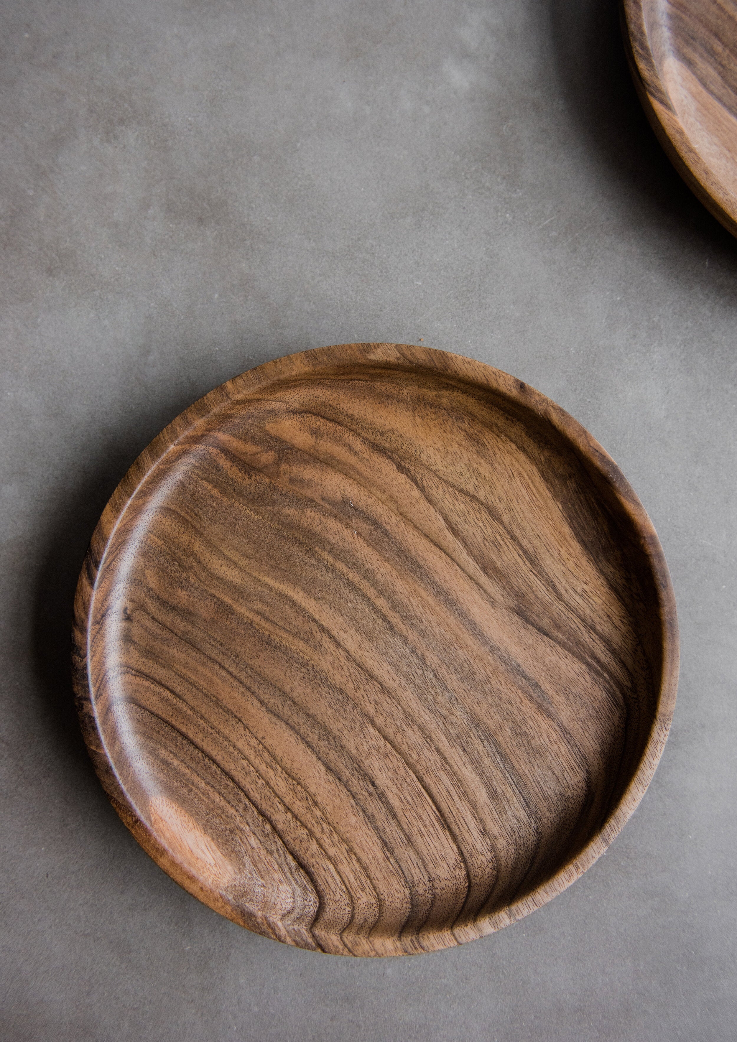 HandCarved Walnut Wooden Plate