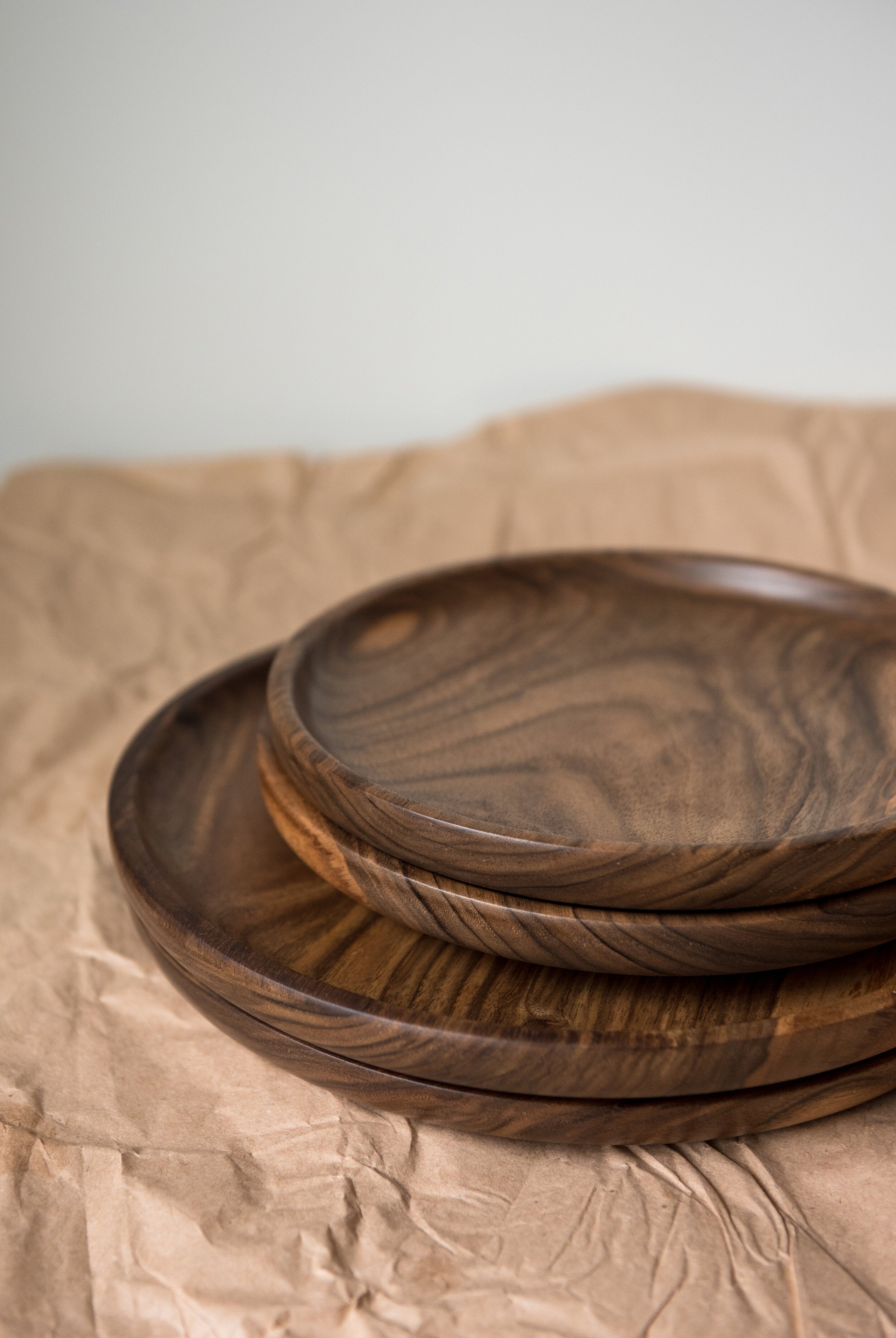 HandCarved Walnut Wooden Plate