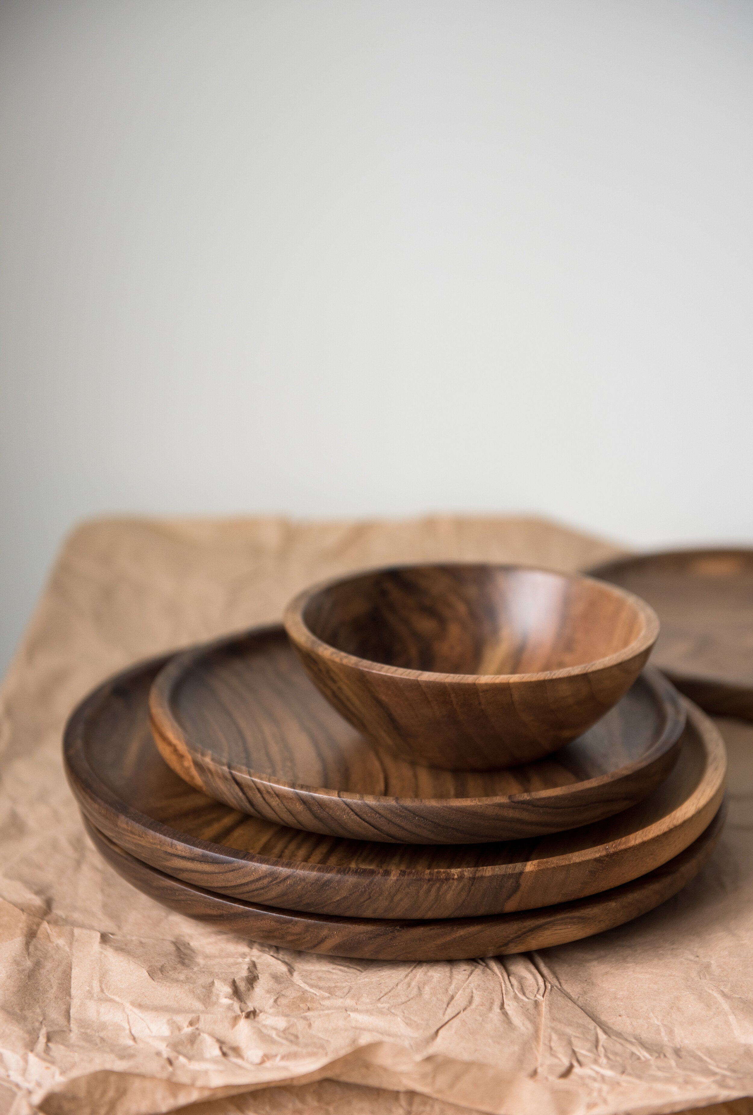 HandCarved Walnut Wooden Plate