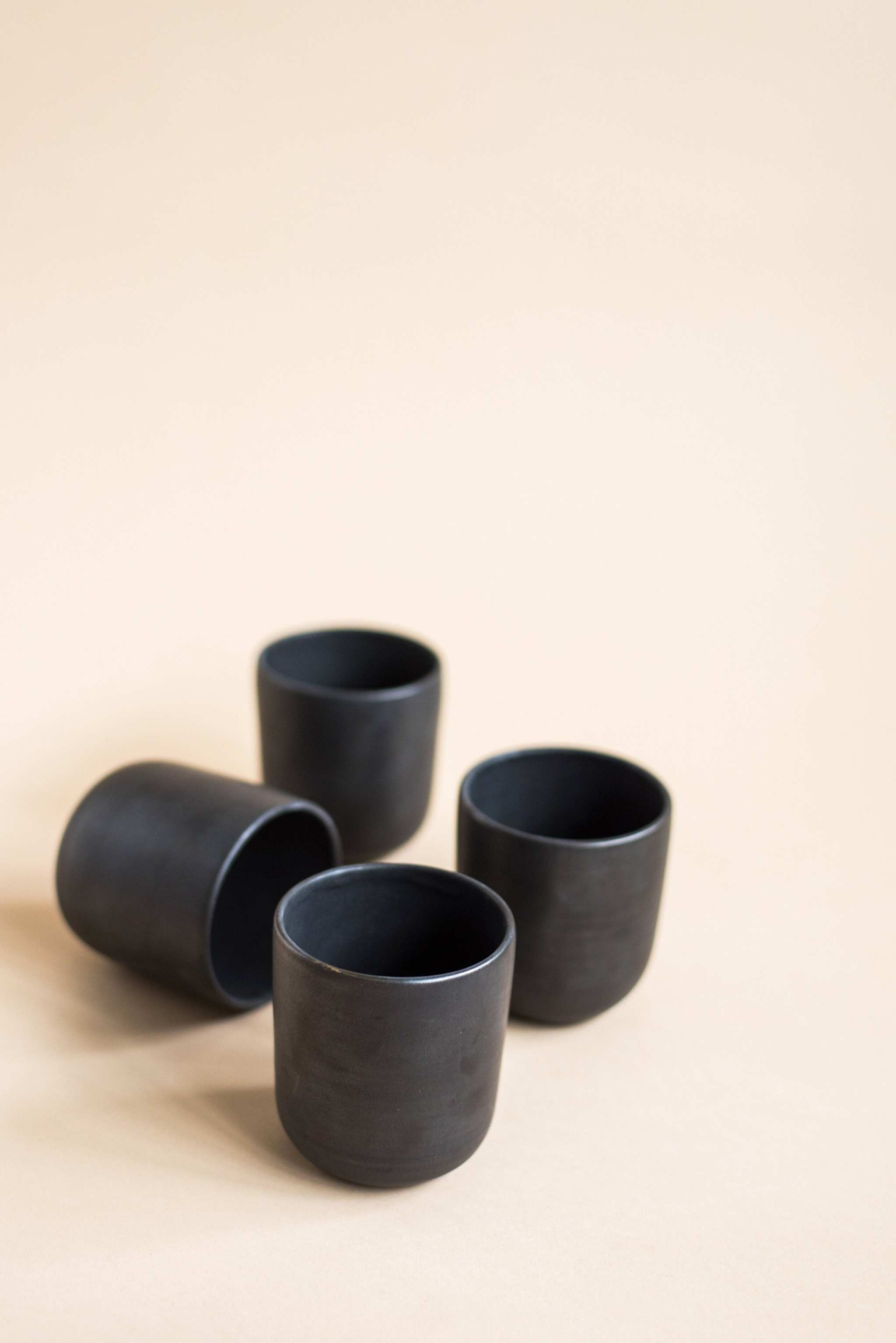 Handmade Stoneware Cup - Black Matte Cup for Coffee and Tea