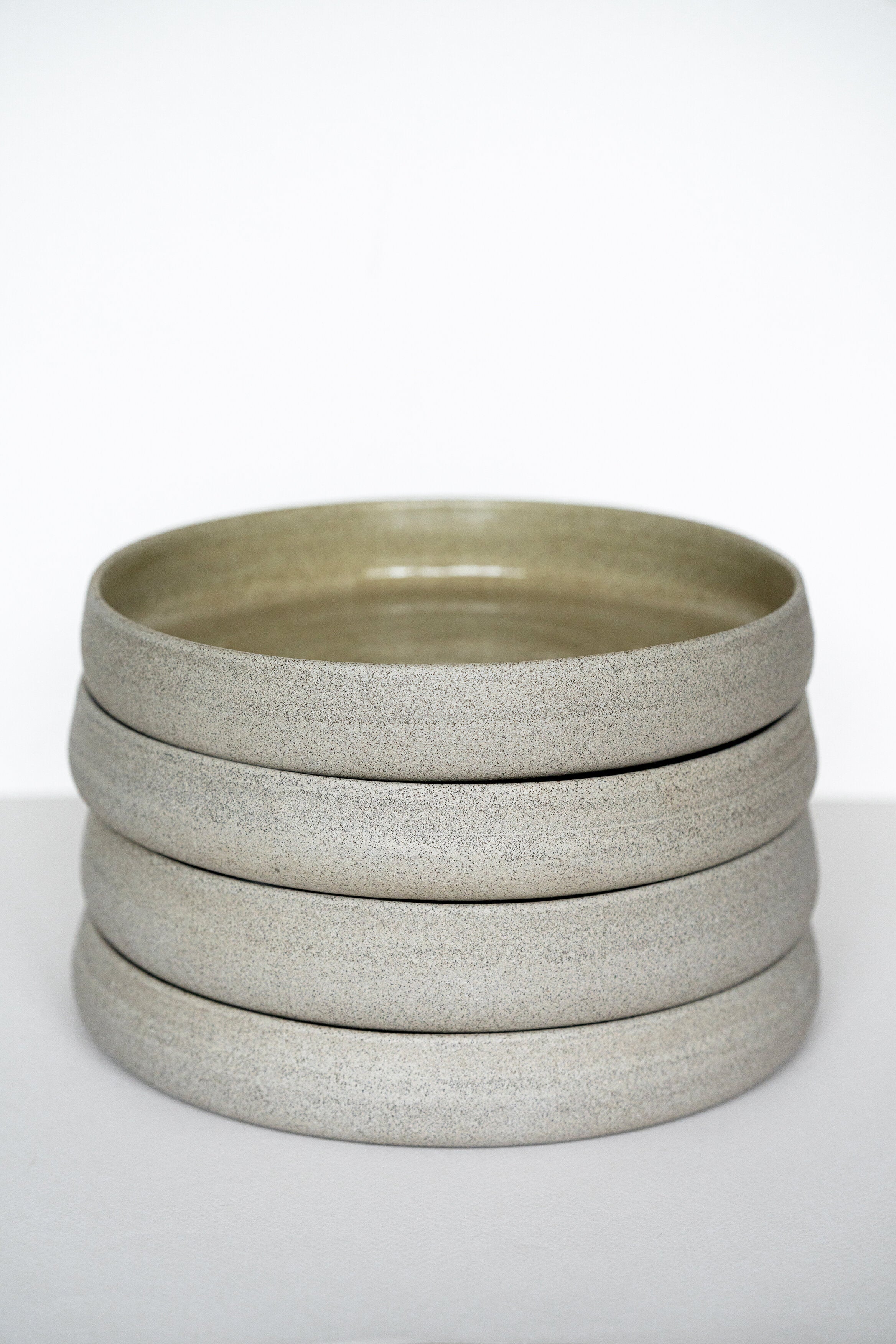 Handmade Stoneware Dinner Plates with High Sides "Concrete"