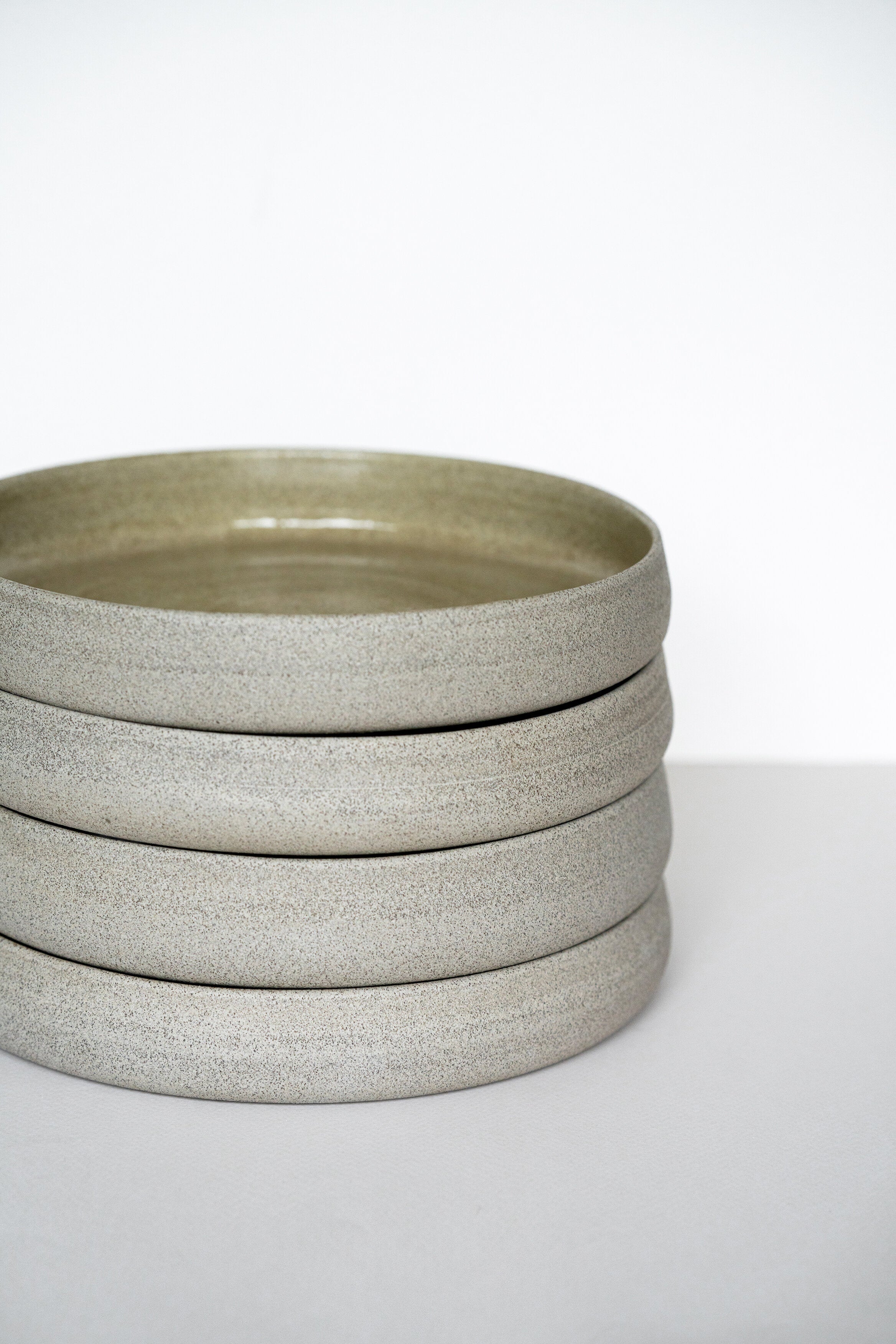 Handmade Stoneware Dinner Plates with High Sides "Concrete"