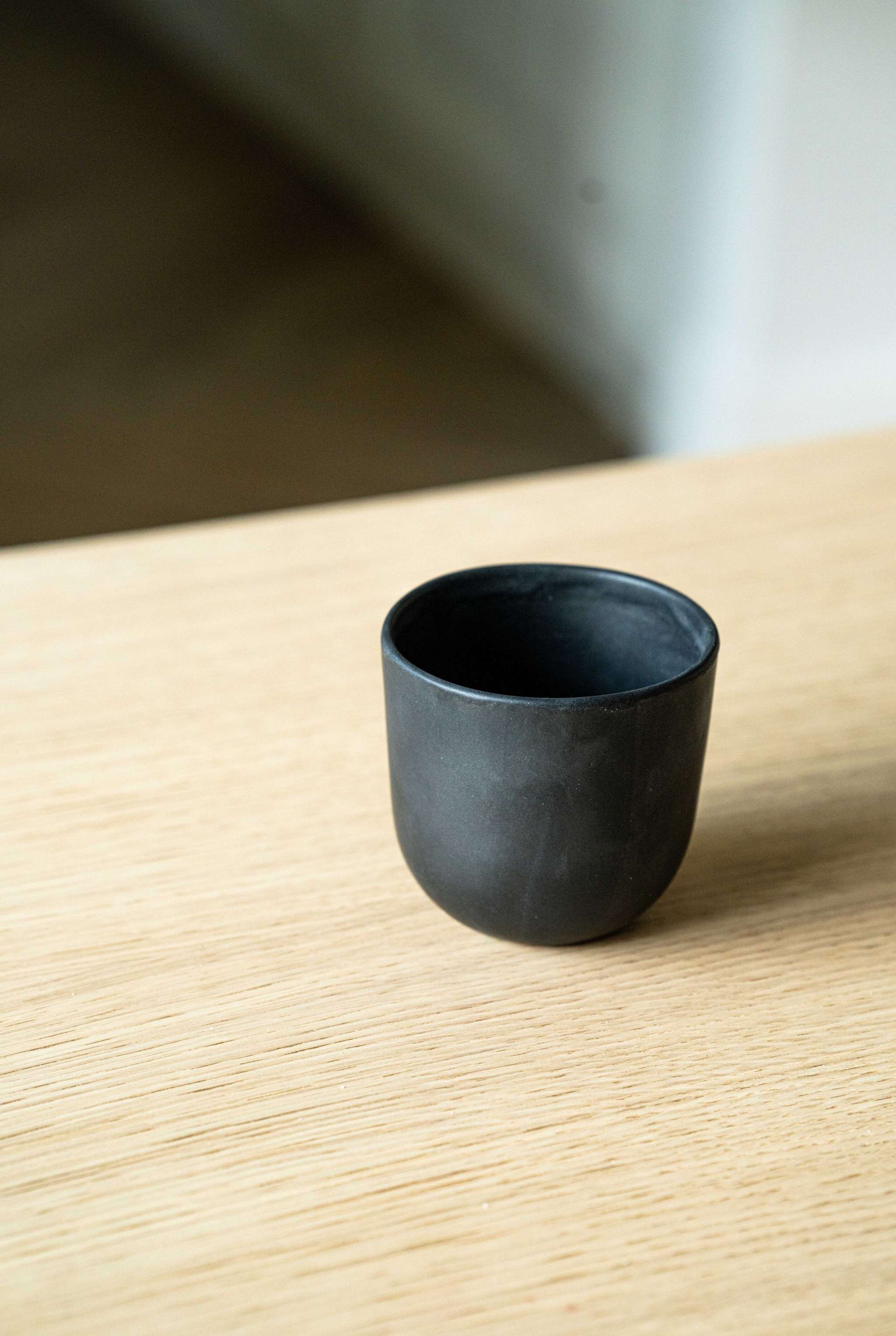 Handmade Stoneware Cup - Black Matte Cup for Coffee and Tea