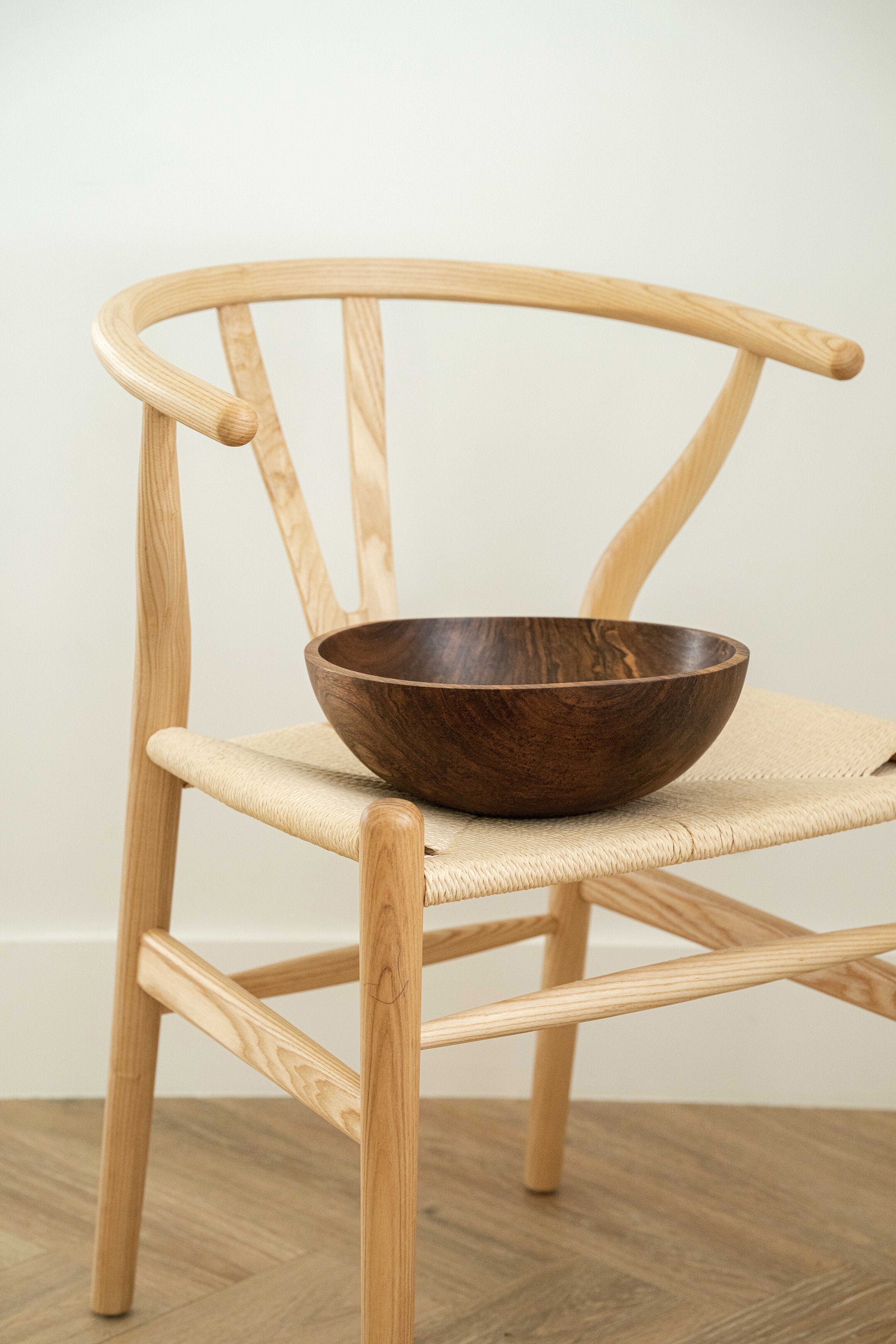 Hand-Carved Large Walnut Wood Bowl