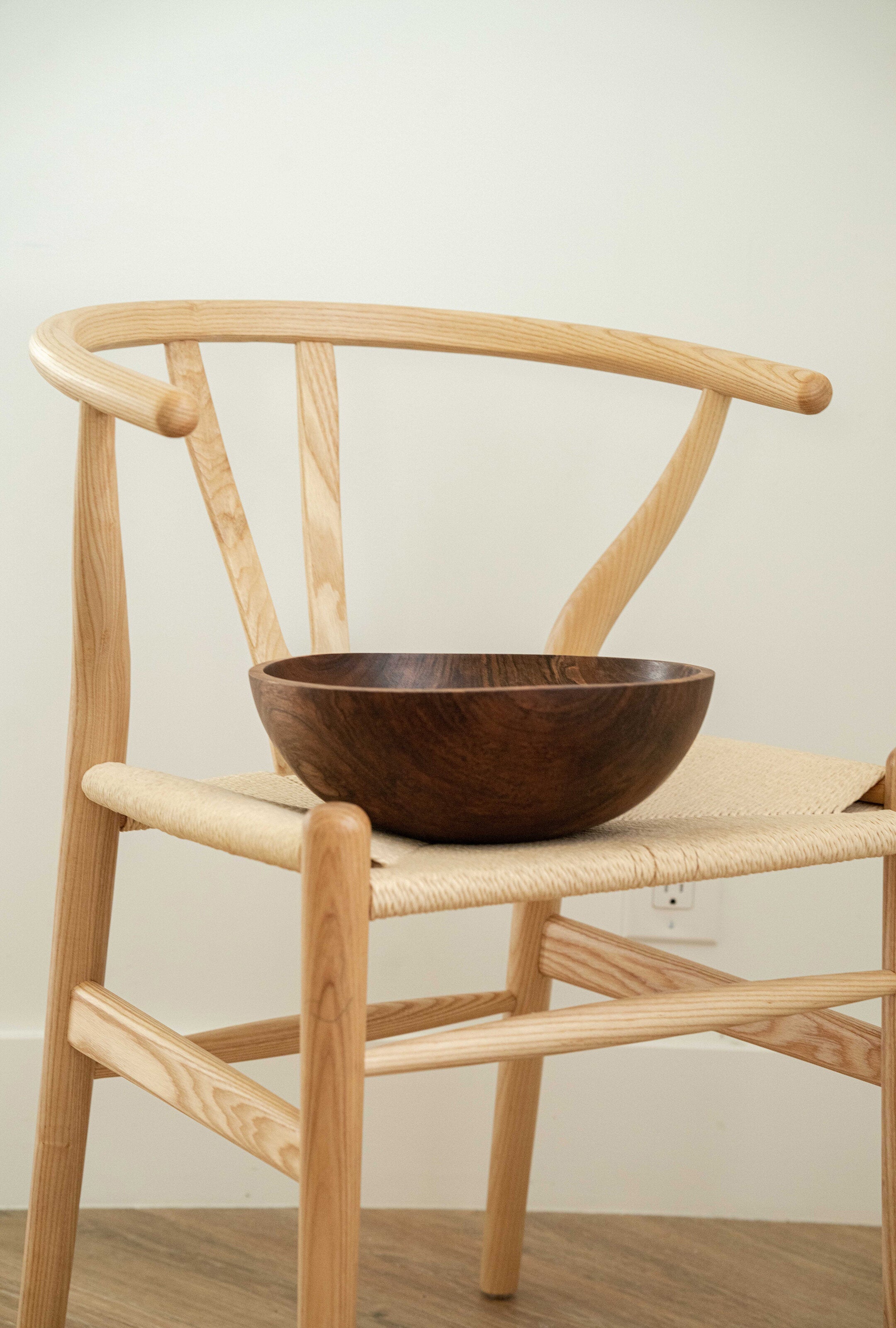 Hand-Carved Large Walnut Wood Bowl