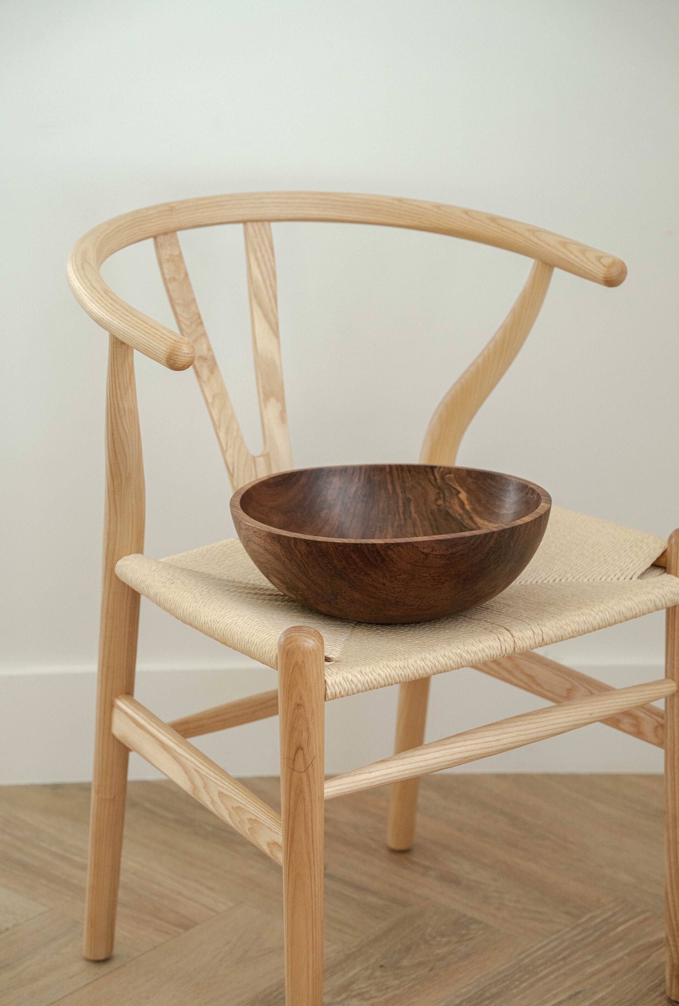 Hand-Carved Large Walnut Wood Bowl